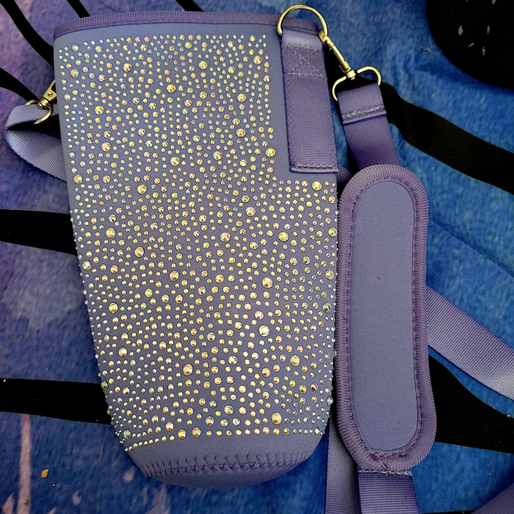 Purple and Gold Studded Shoulder Bag Cup Holder